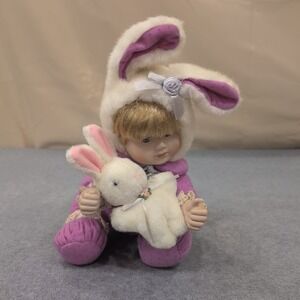 TL Toys 1992 Easter Bunny‎ Doll Purple Outfit Plush Bunny Toy